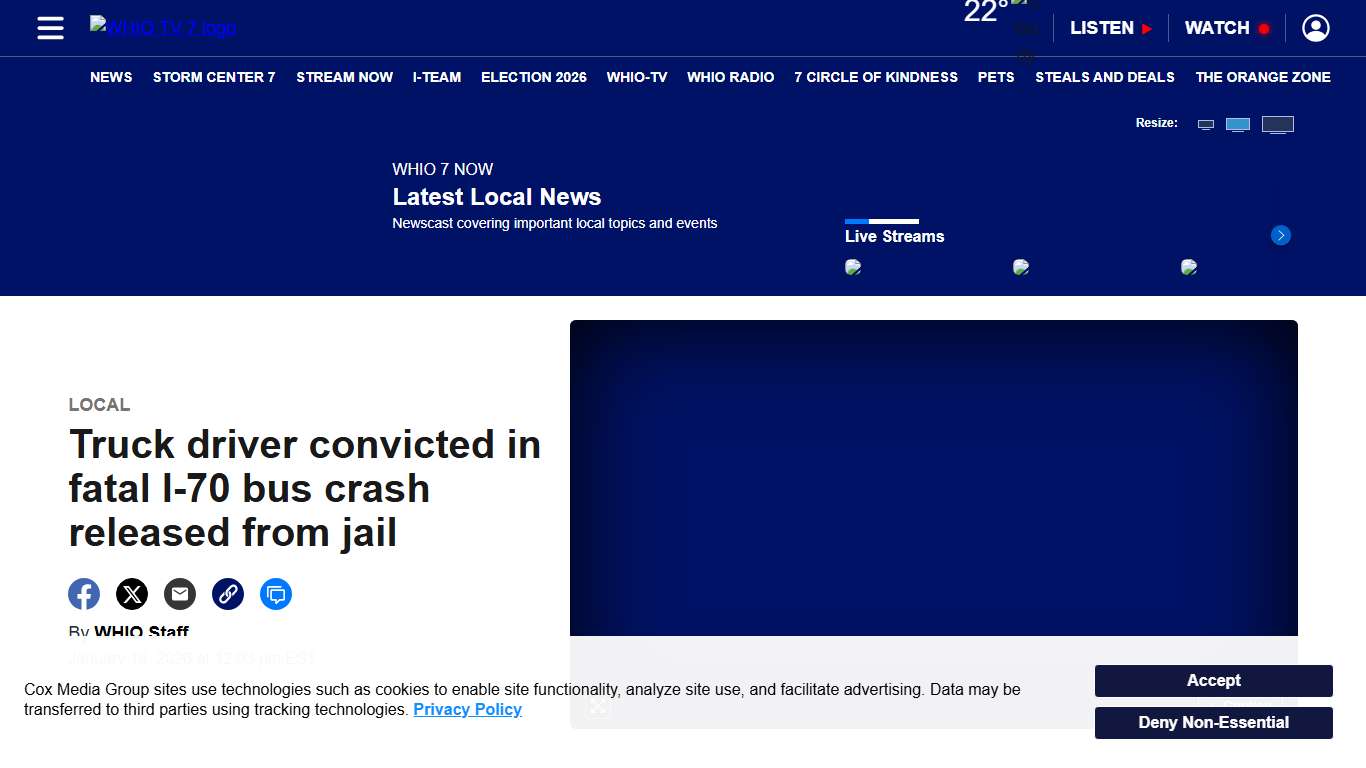 Truck driver convicted in fatal I-70 bus crash released from jail – WHIO TV 7 and WHIO Radio